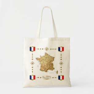 France Map + Flags Bag Tote Bag