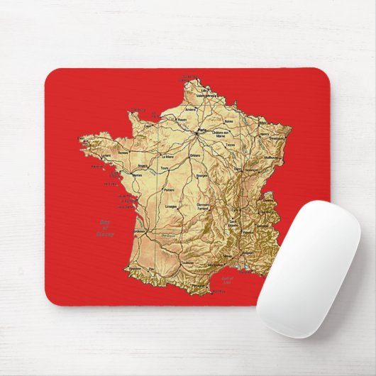 France Map Mousepad Muismat (Met muis)