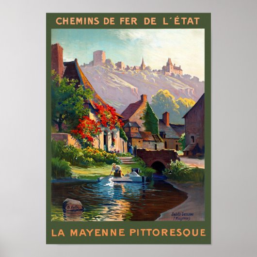 France Mayenne Restored Vintage Travel Poster (Voorkant)