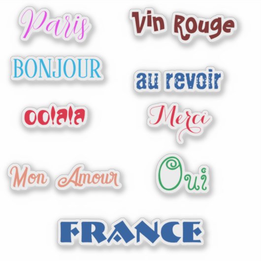 France Multicolor Custom Sticker Collectie (Voorkant)