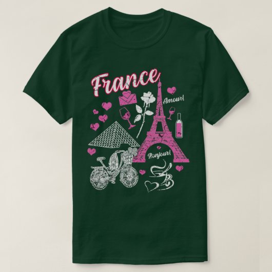 France Paris Eiffel Tower T-shirt (Design voorkant)