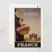 France Paris Vintage Travel Briefkaart (Voorkant / Achterkant)