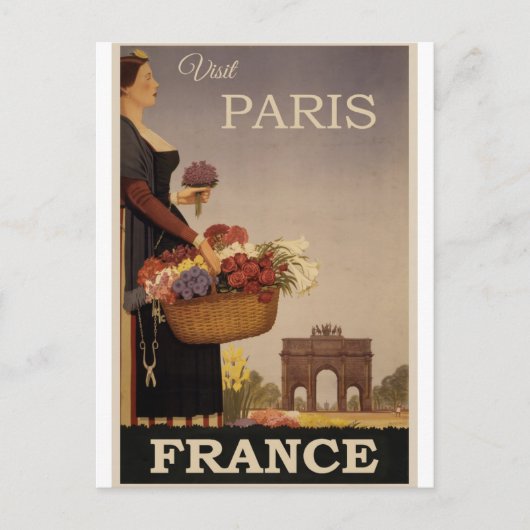 France Paris Vintage Travel Briefkaart (Voorkant)