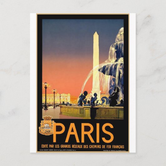 France Paris Vintage Travel Briefkaart (Voorkant)