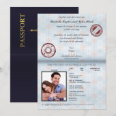 France Passport (no glare) Wedding Invitation II Kaart (Voorkant / Achterkant)