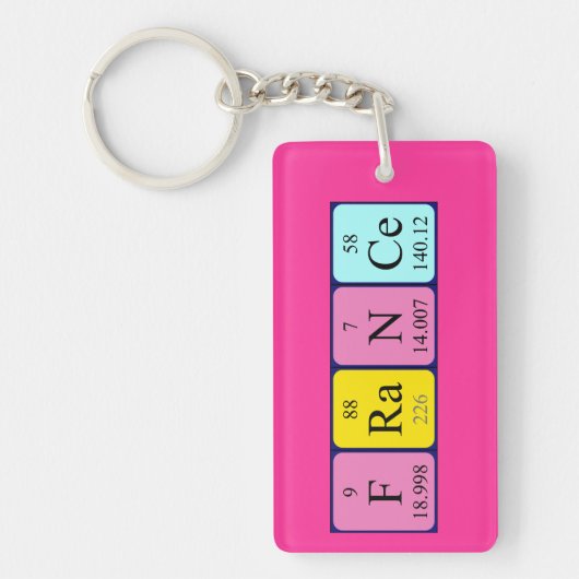 France Periodic table name keying Sleutelhanger (Voorkant)