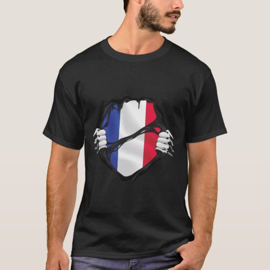 France Pure Roots Flag Black T-shirt (Voorkant)