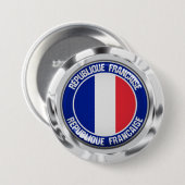 France Round Emblem Ronde Button 7,6 Cm (Voorkant /achterkant)