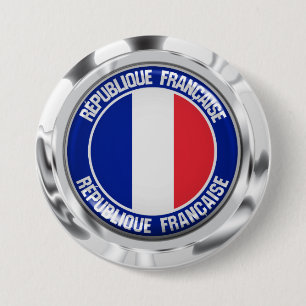 France Round Emblem Ronde Button 7,6 Cm