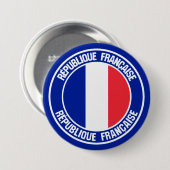 France Round Emblem Ronde Button 7,6 Cm (Voorkant /achterkant)