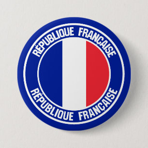 France Round Emblem Ronde Button 7,6 Cm