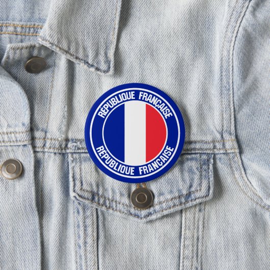 France Round Emblem Ronde Button 7,6 Cm (In situ)