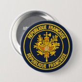 France Round Emblem Ronde Button 7,6 Cm (Voorkant /achterkant)