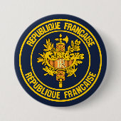 France Round Emblem Ronde Button 7,6 Cm (Voorkant)
