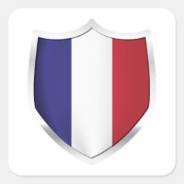 France Silver Shield Flag Vierkante Sticker