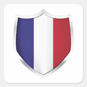 France Silver Shield Flag Vierkante Sticker