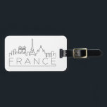 France Skyline Bagagelabel<br><div class="desc">Een uniek bagagelabel dat het prachtige land Frankrijk vertegenwoordigt. Dit label bevat een gestileerde illustratie van de unieke skyline van de stad met de naam eronder.</div>