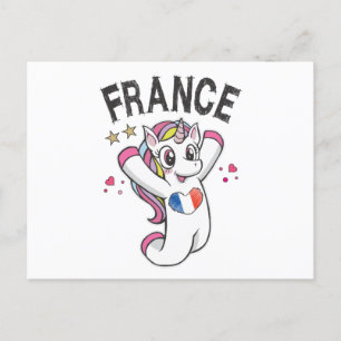 France Soccer Fan Unicorn met hartvlag Briefkaart