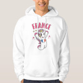 France Soccer Fan Unicorn met hartvlag Hoodie (Voorkant)