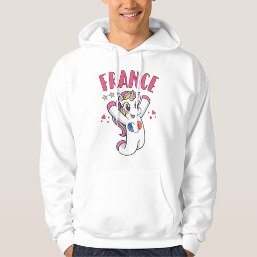 France Soccer Fan Unicorn met hartvlag Hoodie (Voorkant)