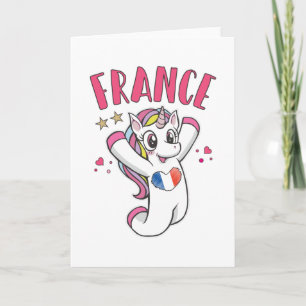 France Soccer Fan Unicorn met hartvlag Kaart