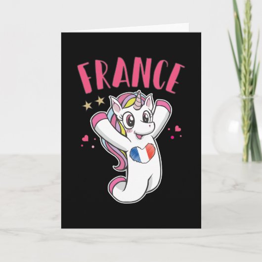 France Soccer Fan Unicorn met hartvlag Kaart (Voorkant)
