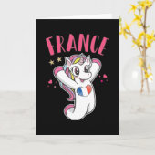 France Soccer Fan Unicorn met hartvlag Kaart (Gele Bloem)