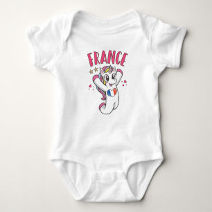 France Soccer Fan Unicorn met hartvlag Romper