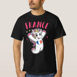 France Soccer Fan Unicorn met hartvlag T-shirt