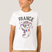 France Soccer Fan Unicorn met hartvlag T-shirt (Voorkant)