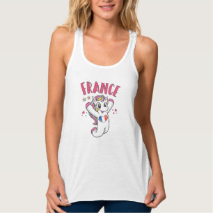 France Soccer Fan Unicorn met hartvlag Tanktop