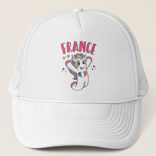 France Soccer Fan Unicorn met hartvlag Trucker Pet (Voorkant)