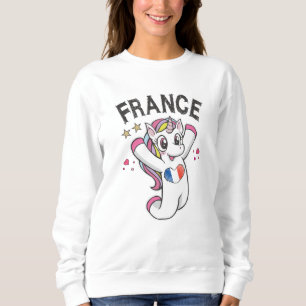 France Soccer Fan Unicorn met hartvlag Trui