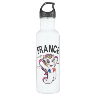 France Soccer Fan Unicorn met hartvlag Waterfles