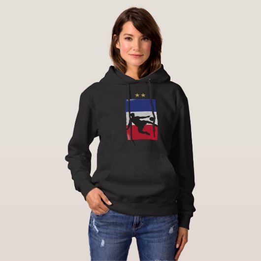 France Soccer Jersey Football Fan French Flag Hoodie (Voorkant volledig)