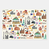 France Travel Icons Design Inpakpapier Vel (Voorkant 3)