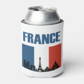 France Travel - Paris City Skyline Franse vlag Blikjeskoeler (Blikje Voorkant)