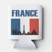 France Travel - Paris City Skyline Franse vlag Blikjeskoeler (Achterkant)