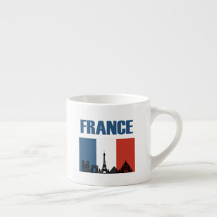 France Travel - Paris City Skyline Franse vlag Espresso Kop