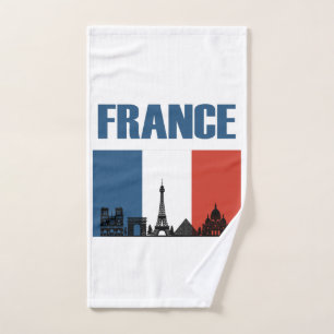 France Travel - Paris City Skyline Franse vlag Handdoek