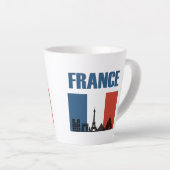 France Travel - Paris City Skyline Franse vlag Latte Mok (Rechterhoek)
