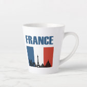 France Travel - Paris City Skyline Franse vlag Latte Mok (Rechts)