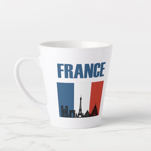 France Travel - Paris City Skyline Franse vlag Latte Mok (Links)