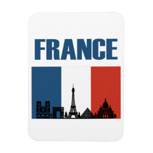 France Travel - Paris City Skyline Franse vlag Magneet