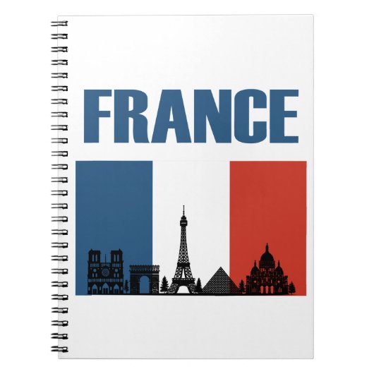 France Travel - Paris City Skyline Franse vlag Notitieboek (Voorkant)