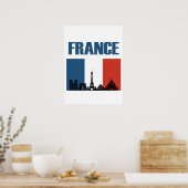France Travel - Paris City Skyline Franse vlag Poster (Keuken)
