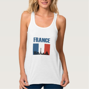 France Travel - Paris City Skyline Franse vlag Tanktop