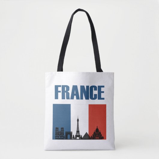France Travel - Paris City Skyline Franse vlag Tote Bag (Voorkant)