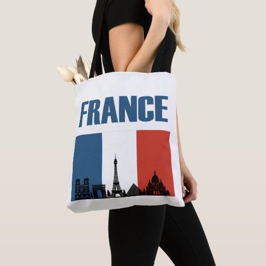 France Travel - Paris City Skyline Franse vlag Tote Bag (Dichtbij)