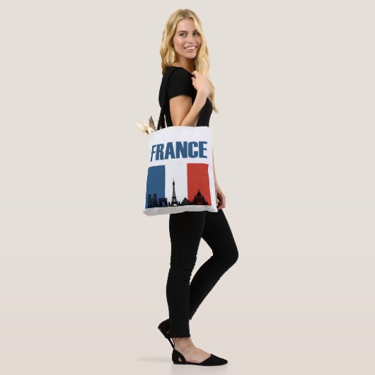 France Travel - Paris City Skyline Franse vlag Tote Bag (Op model)